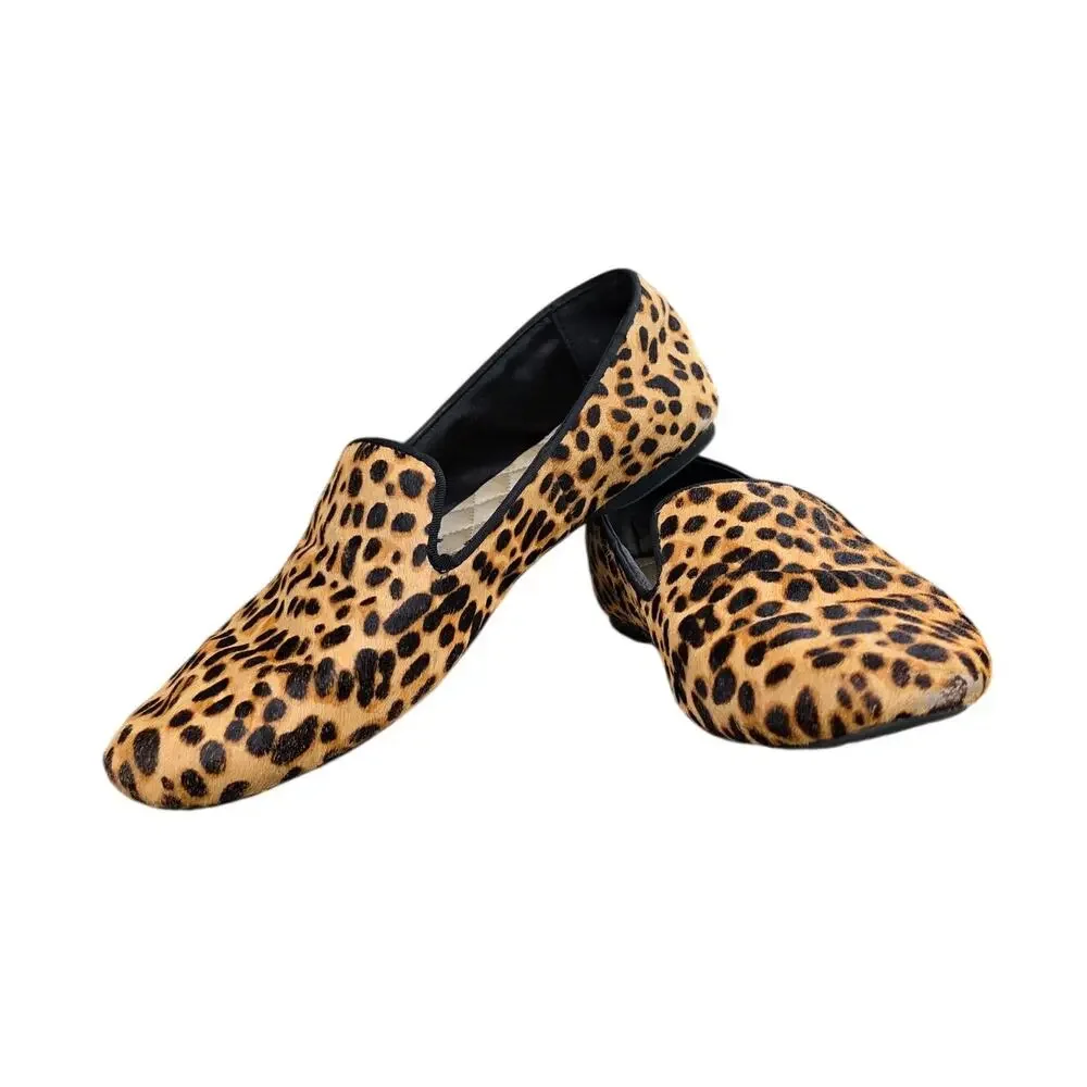 Birdies The Starling Flats Leopard Print Haircalf Size 9